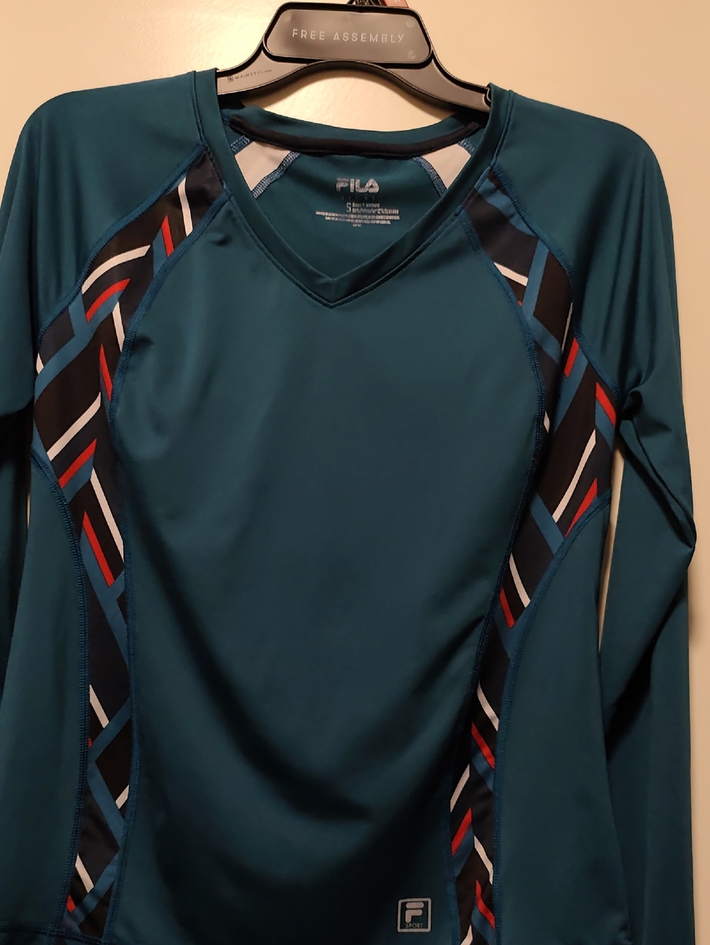 FILA Sport Womens Active Top Size Small Green Logo Long Sleeve